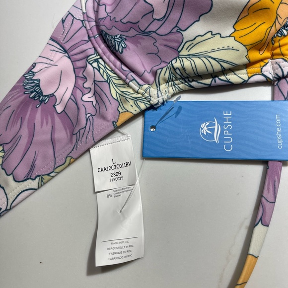 CUPSHE Suit, bikini, Purple/orange flower design, Size L - Picture 4 of 11